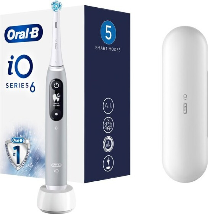 Oral-B Io Series 6 Grå Opal Magnetisk Tannbørste + Ekstra Hode