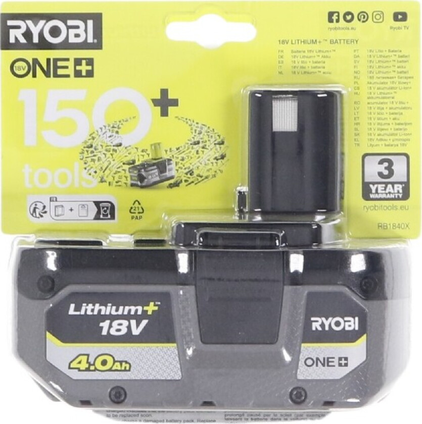 Bilde av Ryobi Rb1840x 18v 4,0ah Batteri