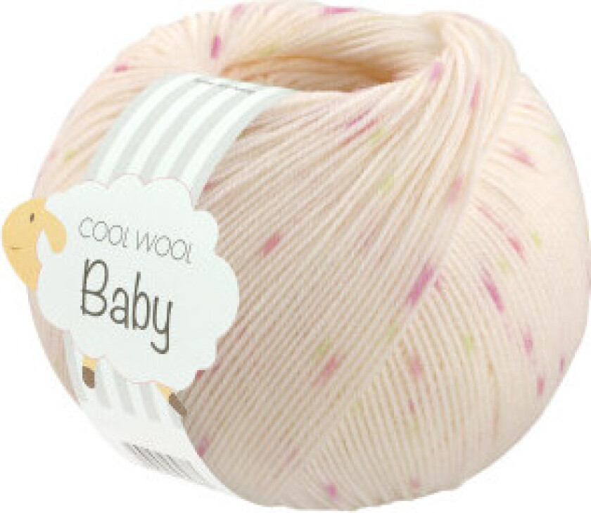 Cool Wool baby Garn Print 367 Hvit/Rosa/Kiwi