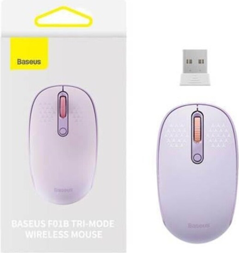 Wireless mouse F01B Tri-mode 2.4G BT 5.0 1600 DPI (purple) - 3 knapper - Lilla