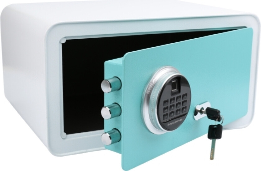 GOsafe 2.0 / 210FP, Frittstående safe, Blå, Hvit, Kode, Fingeravtrykksleser, Nøkkel, 28 l, Polypropylen (PP), Batteri
