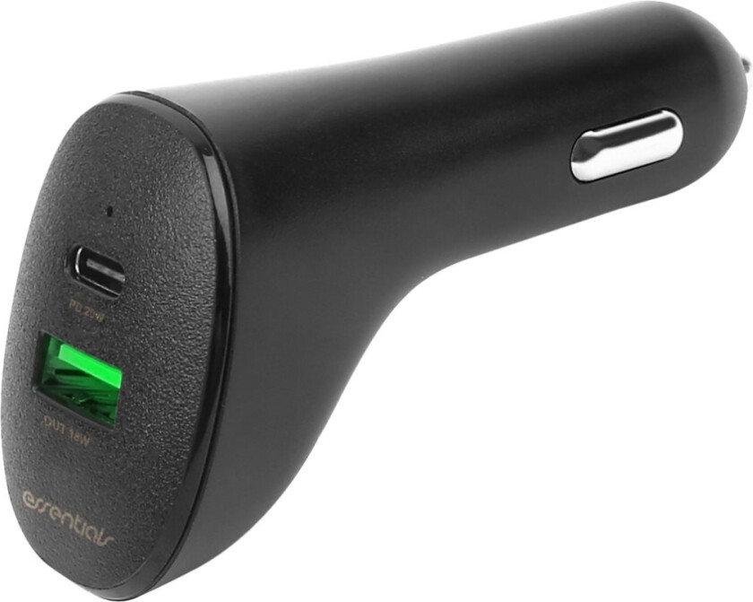 - Bilstrømadapter - PD - 2 utgangskontakter (USB, USB-C) - svart
