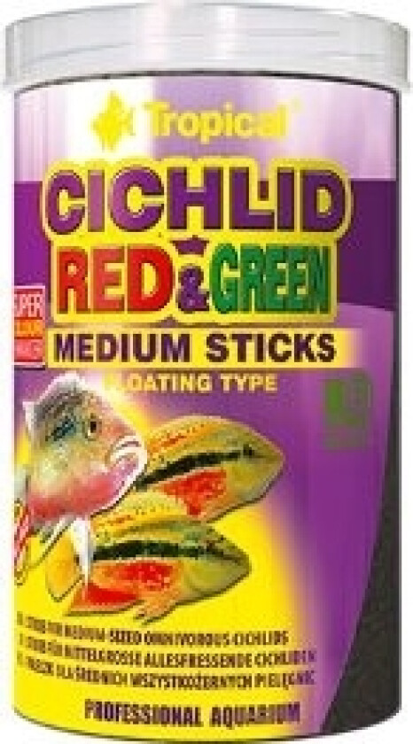 CICHLID RED & GREEN medium STIX 1l