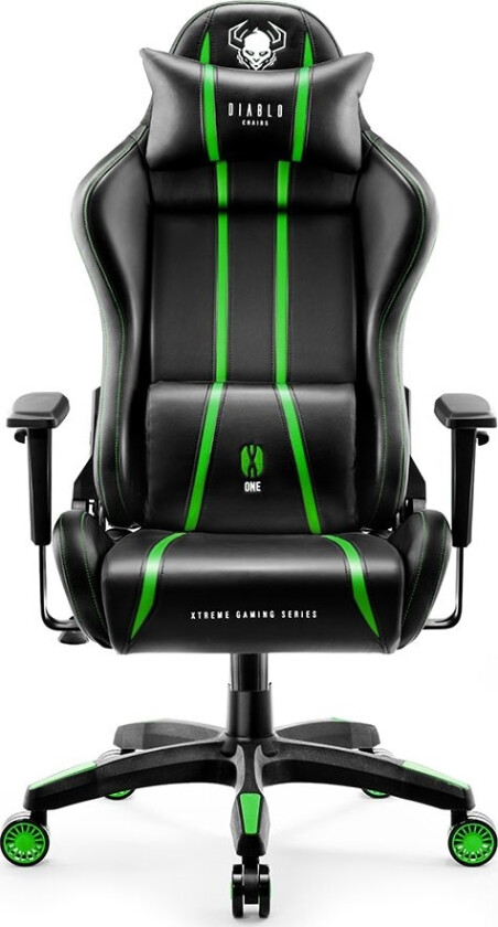 X-One 2.0 Gaming Office Desk Chair Adjustable Armrests Ergonomic Design Neck Lumbar Cushion (Green, Normal)