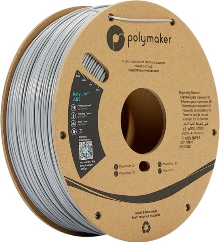PE01013 PolyLite Filament ABS-plast lugtsvag 2.85 mm 1000 g Grå 1 stk