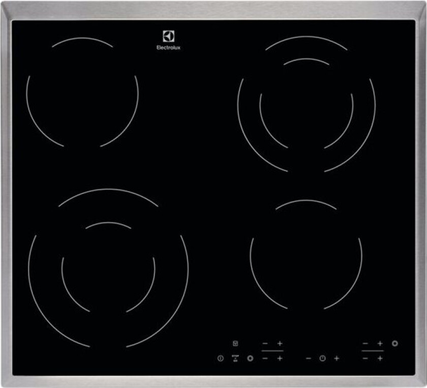 EHF6342XOK - Keramisk komfyrtopp - 4 plater - Nisje - bredde: 56 cm - dybde: 49 cm - med pynt av rustfritt stål - svart