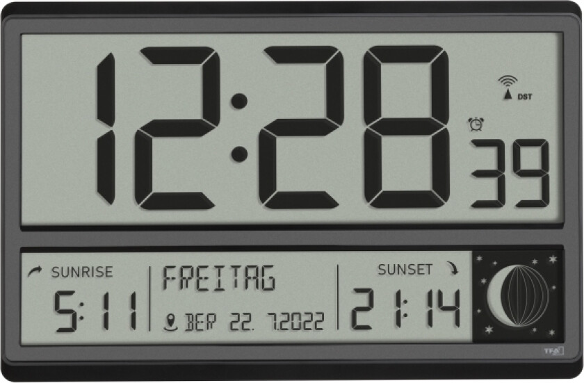 60.4524.01, Digital vekkerklokke, Rektangel, Sort, Plast, 12/24h, Alle kjønn