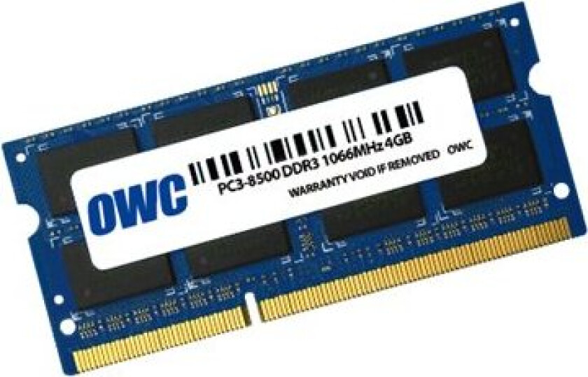 - DDR3 - modul - 4 GB - SO DIMM 204-pin - 1066 MHz / PC3-8500 - CL7 - 1.5 V - ikke-bufret - ikke-ECC