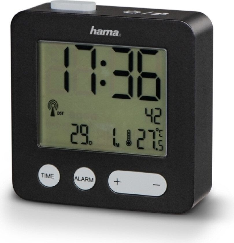 Piccolo, Digital vekkerklokke, firkant, Sort, Plast, 12/24h, F, °C