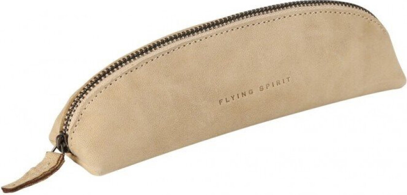 Flying Spirit Læderpenalhus Oval Beige 18x4x4cm
