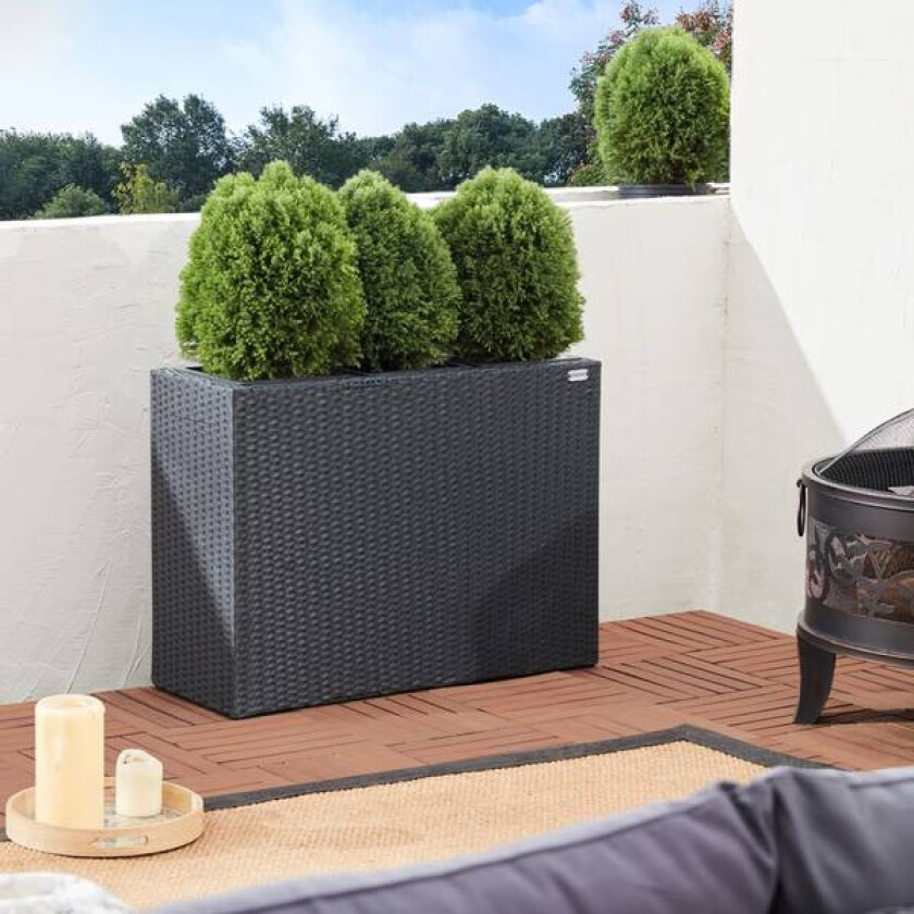 Polyrotting blomsterpotte 83x30,5x60cm - sort