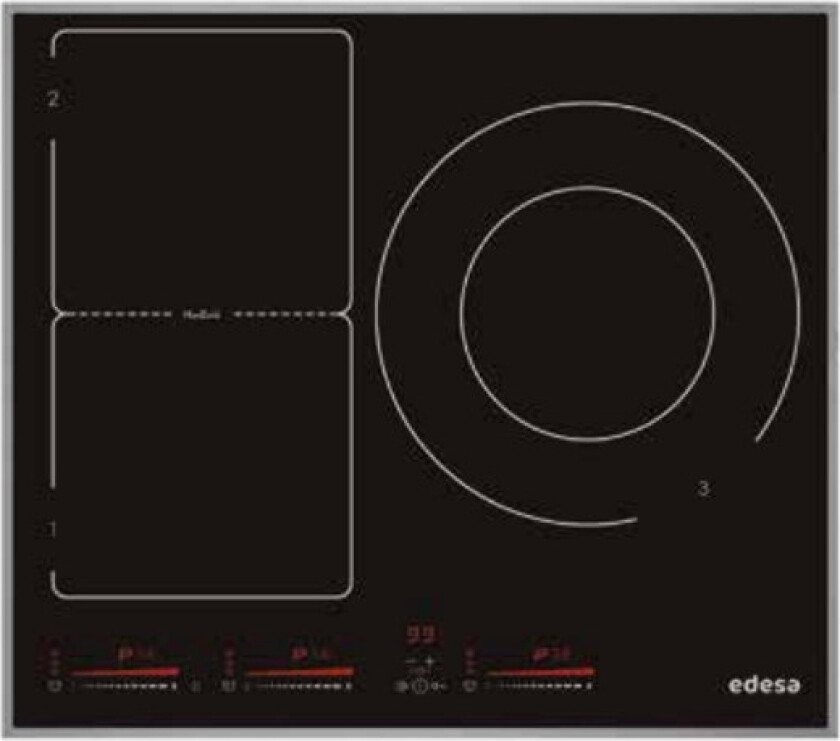 Edesa EIM-6330 HT A, Sort, Innebygget, Sonebasert induksjon, Glass, 3 zone(s), 3 zone(s)