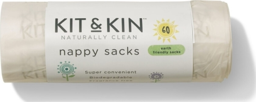 Biologisk nedbrytbare poser for brukte bleier, 60 stk.