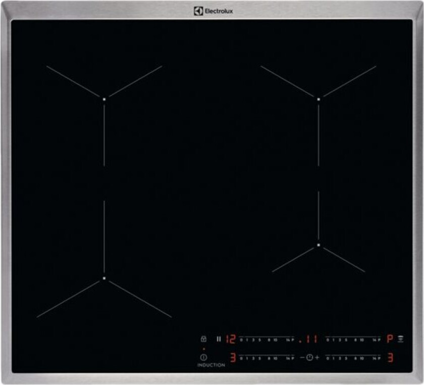 Serie 600 EIT60443X - Induksjonskomfyrtopp - 4 plater - Nisje - bredde: 56 cm - dybde: 49 cm - med pynt av rustfritt stål - svart