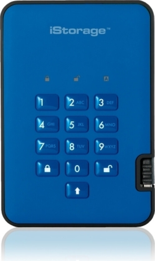 diskAshur 2, 1000 GB, 3.2 Gen 1 (3.1 Gen 1), 5400 RPM, Blå