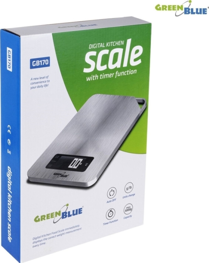 Kjøkkenvekt GreenBlue GreenBlue GB170 Digital kjøkkenvekt med timer min 1g maks 5000g
