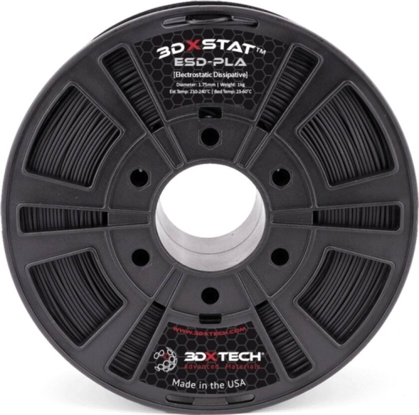 PLA2010750BK0 3DXSTAT Conductive ESD Filament PLA-plast lugtsvag, slagfast 1.75 mm 750 g Sort 1 stk