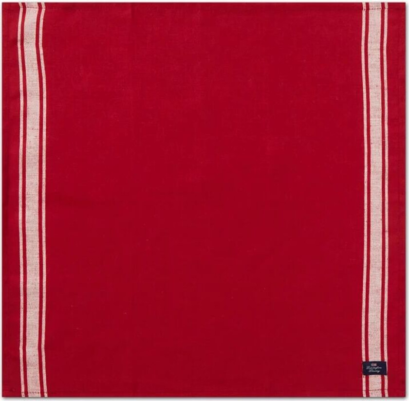 Side striped Cotton Linen serviett 50 x 50 cm Red-white