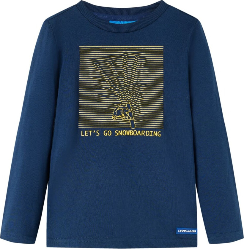 T-skjorte for barn med lange ermer marineblå 128