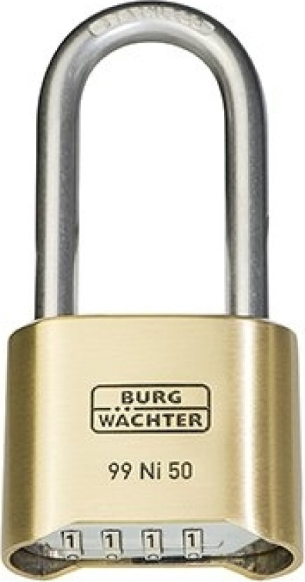 BURG-WÄCHTER 99 Ni 50 HB 65 SB, Tradisjonell, Kominasjon og nøkkellås, Messing, Rustfritt stål, Messing, Rustfritt stål, Rustfritt stål, U-formet