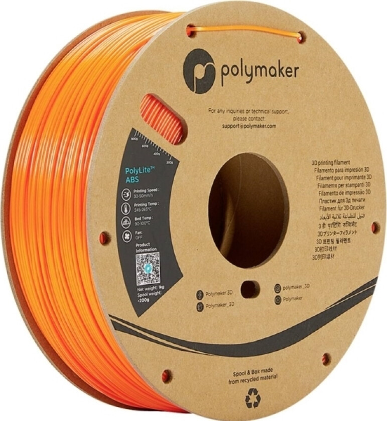 PE01009 PolyLite Filament ABS-plast lugtsvag 1.75 mm 1000 g Orange 1 stk