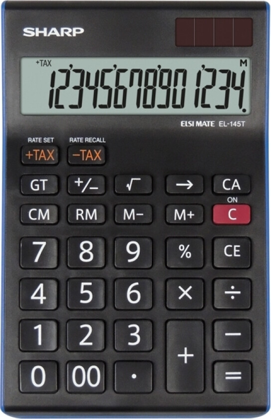 EL-145T, Desktop, Økonomi, 14 sifre, 1 linjer, Batteri/Solcelle, Svart