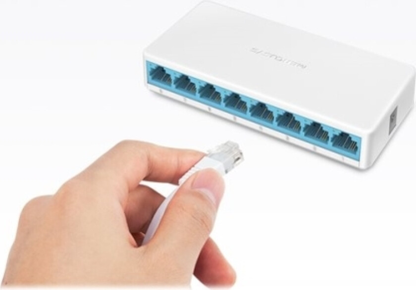 MS108 - Switch - ikke-styrt - 8 x 10/100 - stasjonær