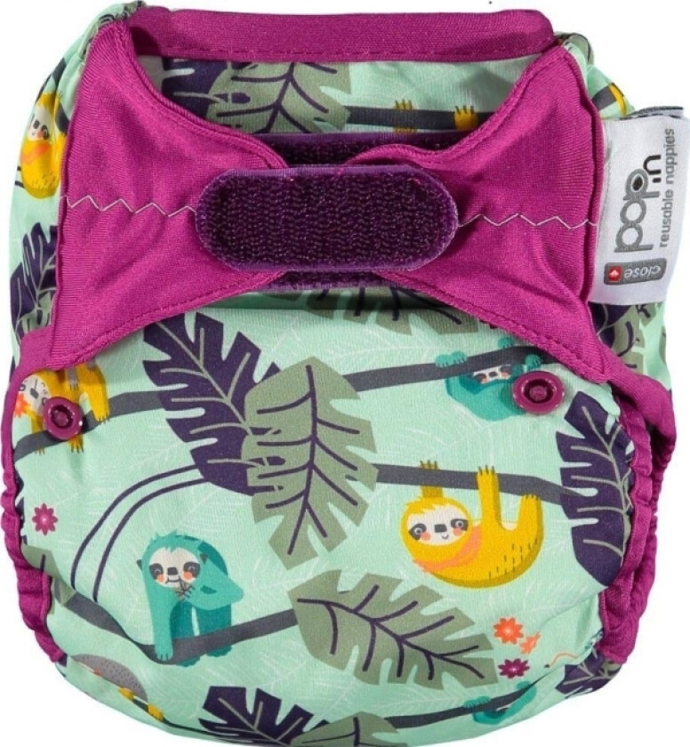 Lukk Caboo bleier Trekk, gjenbruksbleie med borrelås dovendyr 3-16 kg, 1 stk.