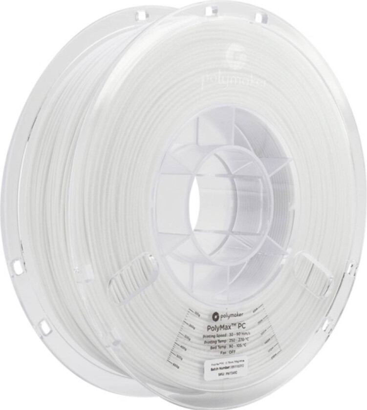 PC02004 Polymax Tough Filament PC høj grad af stivhed, Varmebestandig, slagfast 2.85 mm 750 g Hvid 1 stk
