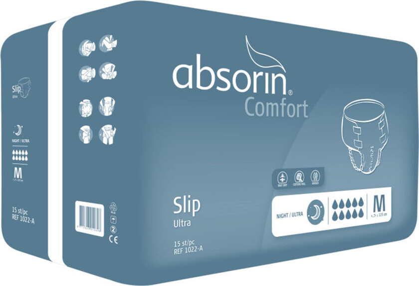 Comfort slip ultra, alt-i-ett bleie, Medium, 15 stk.