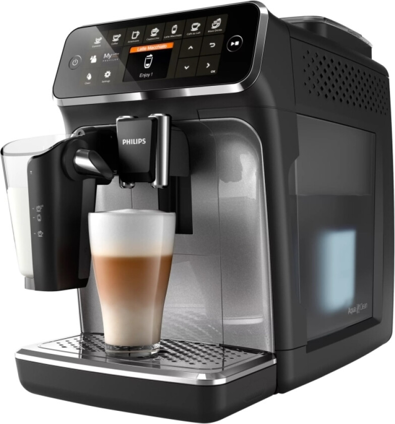 8 drikker Helautomatiske espressomaskiner, Espressomaskin, 1,8 l, Kaffe bønner, Innebygd kaffekvern, 1500 W, Sort, Sølv