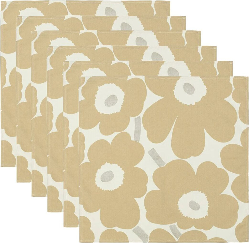 Bilde av Pieni Unikko serviett 43 x 43 cm 6-pakning Beige-silver-white