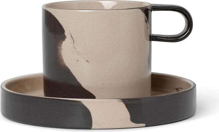 Inlay kopp med fat Sand-brown