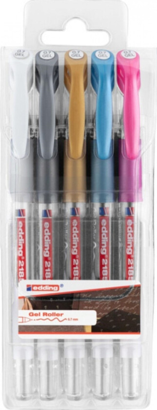 Edding Gel penn e-2185/5 S EDDING, 0,7 mm, 5 stk., anheng, blanding av farger