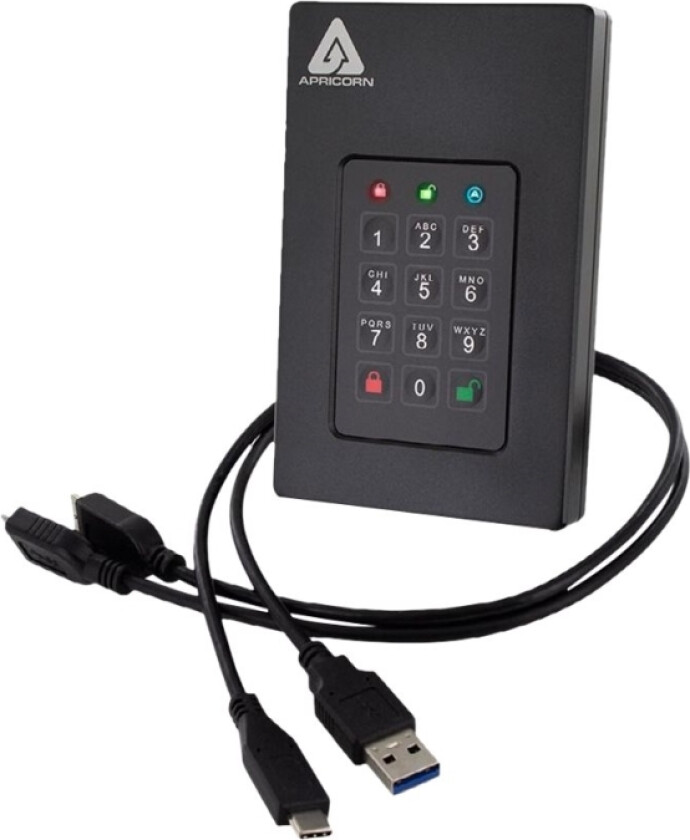 Aegis Fortress L3 - SSD - kryptert - 512 GB - ekstern (bærbar) - USB 3.1 - buffer: 8 MB - 256-bit AES-XTS, FIPS 140-1 Level 3 - TAA-samsvar