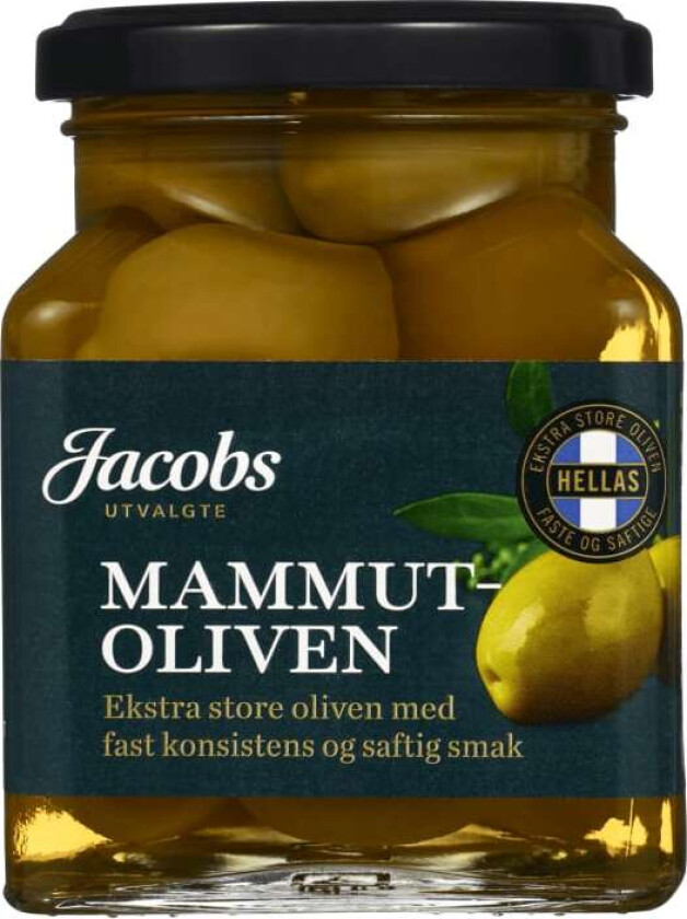 Oliven Mammut Grønne 300g Jaobs Utvalgte