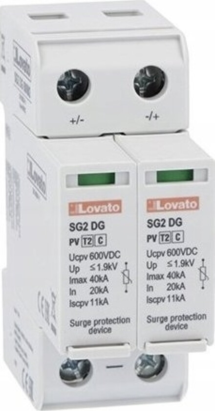 Type 2 surge arrester for photovoltaic applications, exchangeable modules, short-circuit current according to EN ISCPV 11kA, +, -, PE. Without zesty