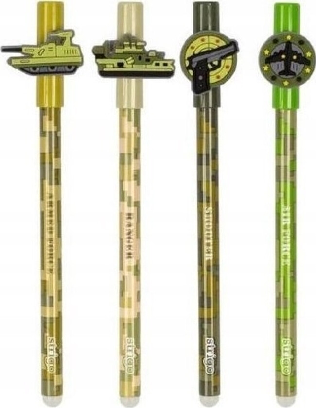 Slettbar kulepenn med hette Military (36 stk)