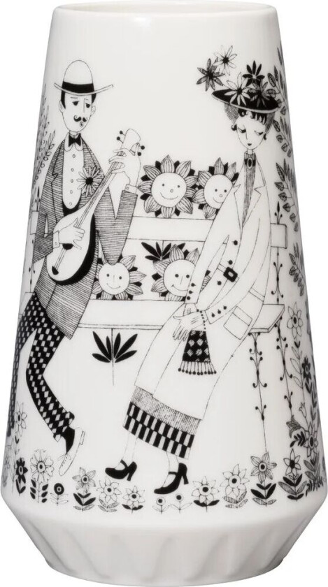 Emilia vase 19 cm Svart-hvit