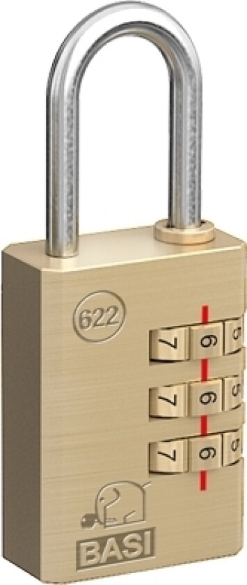 BASI 6220-2000, Tradisjonell, Kombinasjonslås, Messing, Messing, U-formet, 3 sifre