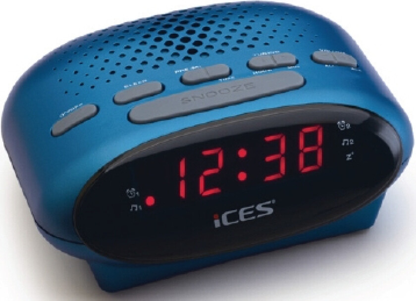 Ices ICR-210, Klokke, FM, PLL, LED, 1,52 cm (0.6"), Blå, 3 V