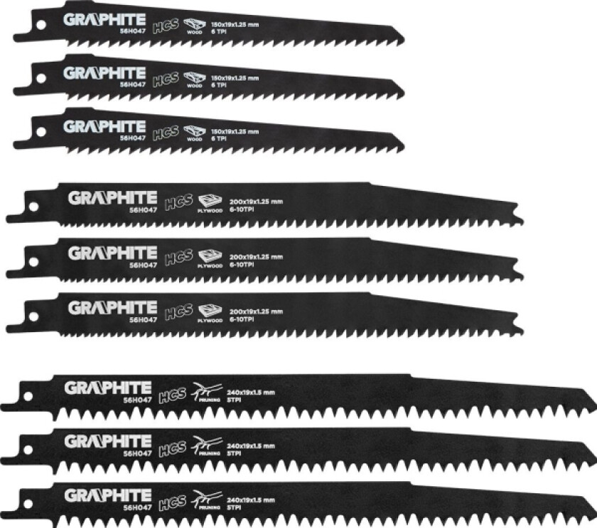 Grafitt Grafitt frem- og tilbakegående sagblad (frem- og tilbakegående sagblad, HCS, sett med 3)
