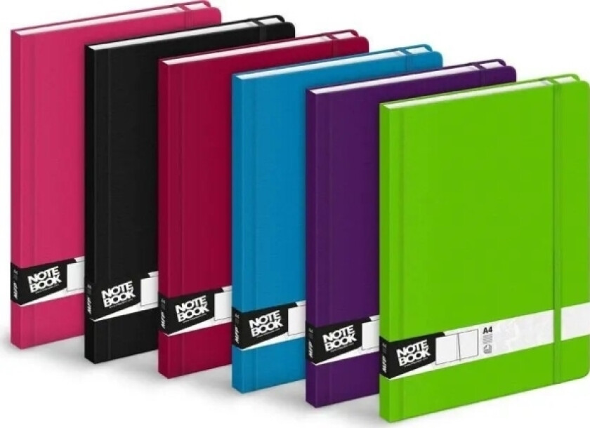 MFP PAPIR notatbok A4 foret med elastisk bånd 100 ark blanding 7500812