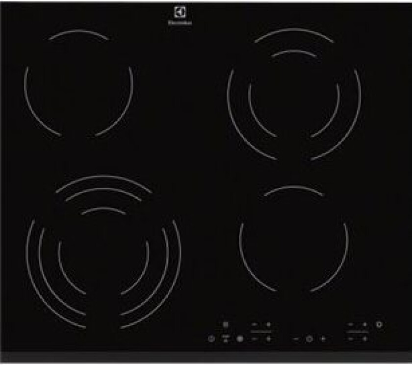 EHF6343FOK - Keramisk komfyrtopp - 4 plater - Nisje - bredde: 56 cm - dybde: 49 cm - med avskrådd ramme - svart