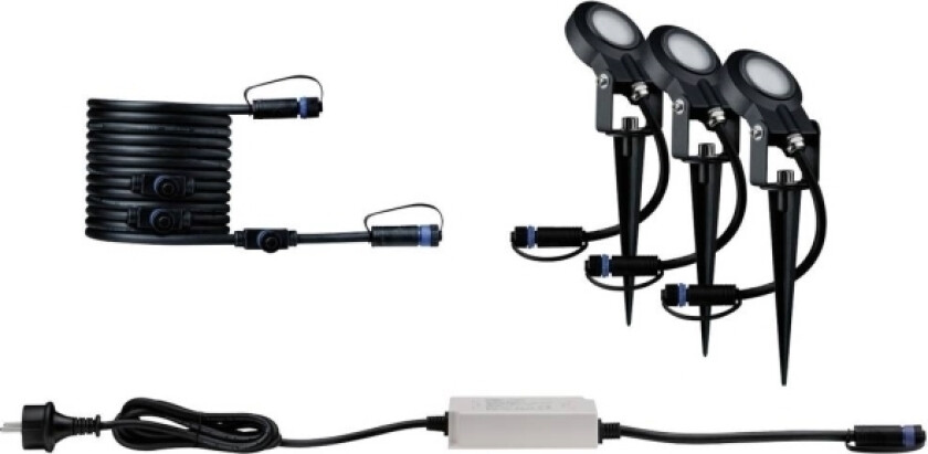 P+S Spot Set Sting 2200K 94729 Belysningssystem Plug&Shine LED-haveprojektør-startsæt LED (RGB) 18.9 W Guld Antracit