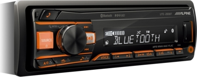 UTE-200BT, Svart, 1 DIN, 50 W, AAC,FLAC,MP3,WMA, LCD, A2DP,AVRCP,HFP