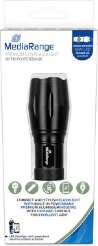 MR735, Lommelykt, Sort, Aluminium, LED, 1 lamper, 10 W