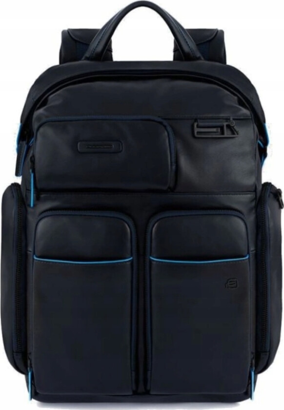 , Blue Square, Leather, Backpack, Black, CA5573B2V, Unisex, Size L Unisex