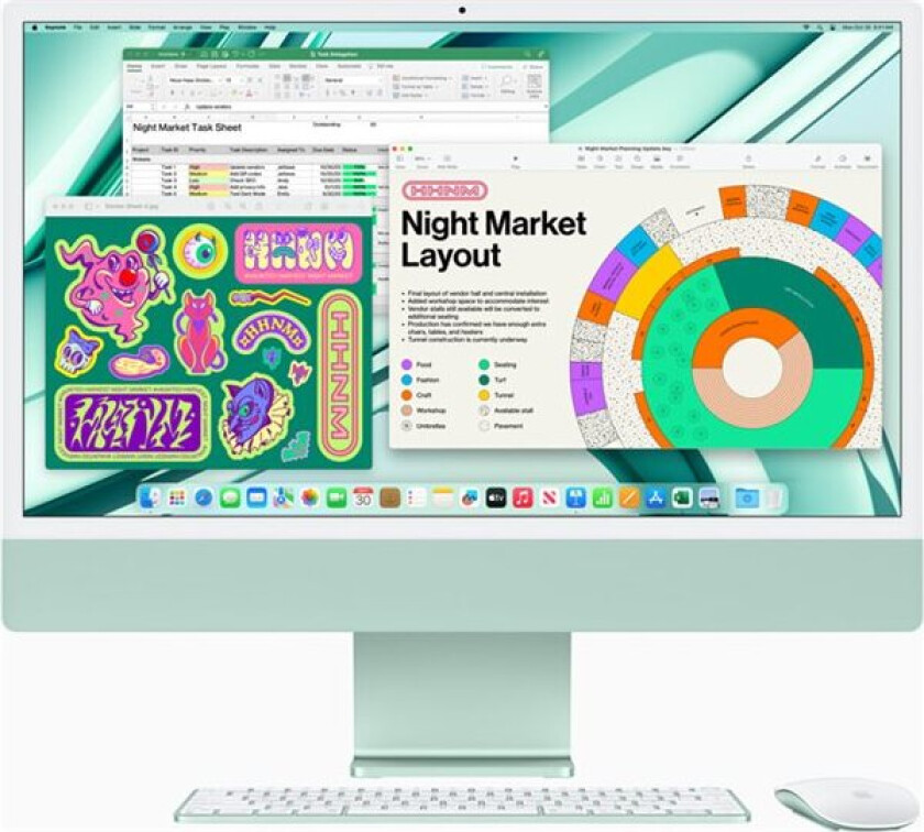 Imac With 4.5K Retina Display - Alt-I-Ett - M3 Inntil - Ram 8 Gb - Ssd 256 Gb - M3 10-Core Gpu - Gigabit Ethernet, Ieee 802.11Ax (Wi-Fi 6E), Bl