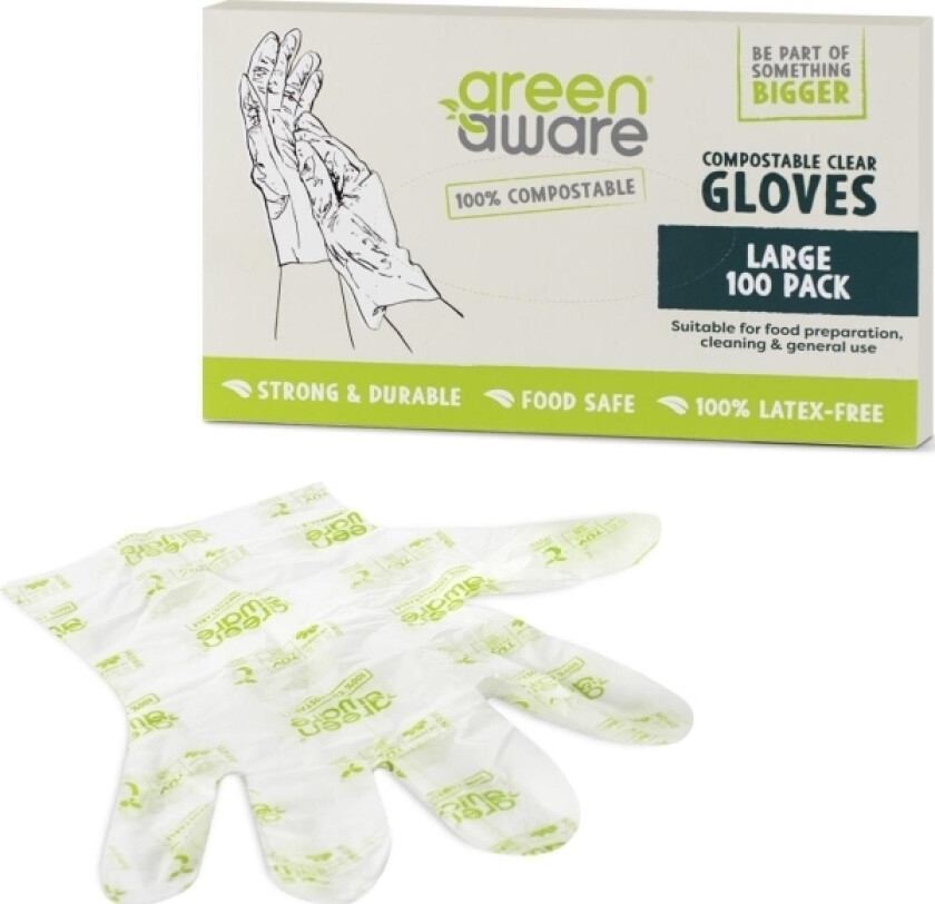 , komposterbare engangshansker, størrelse L, 100 stk.